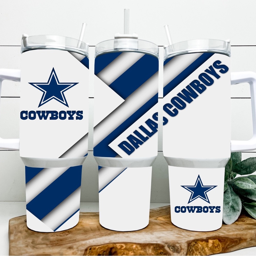 Dallas Cowboys 40oz stainless steel insulated tumbler Choice of handle color